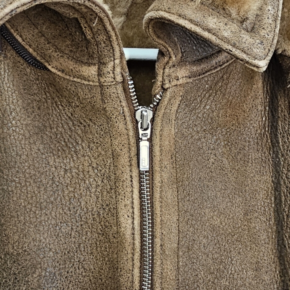 DAREK SIMSEK Collectione SZ-L,leather sheepskin coat with natural fur hood - Picture 6 of 12